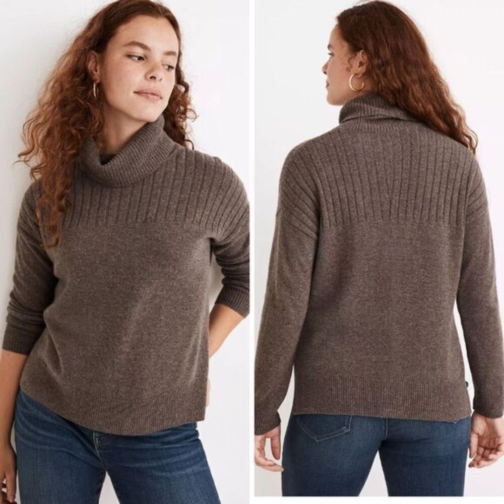 NEW Madewell 60% wool Hickory Turtleneck Sweater, heather mole, S